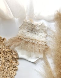 Image 1 of Baby girl photoshoot body-dress | Iris | 0-3 months | boho cream and beige