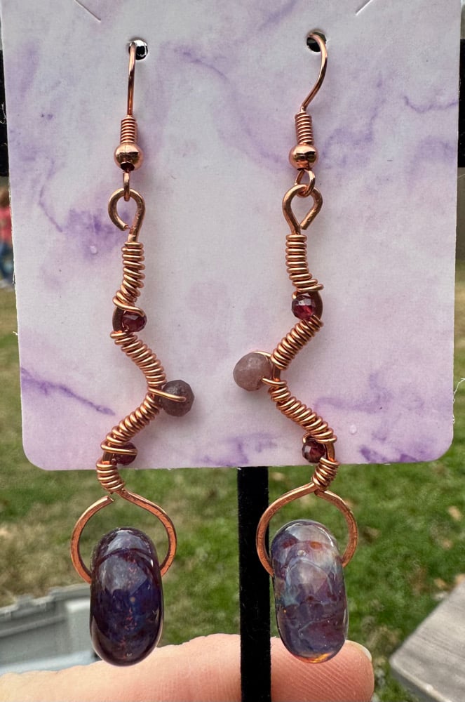 Image of Amazon Bronze Wire Wrapped Earrings