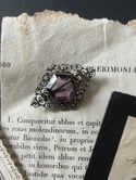 Broche en filigrane d'argent et imitation d'amethyste en verre, Fin XIXeme siecle