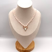 Image 2 of Pink Mother of Pearl Longhorn Skull Necklace