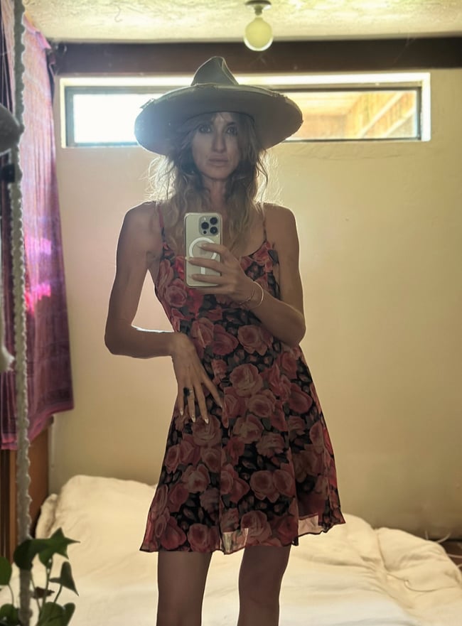 90s  Betsey Johnson New York black label rose slip dress