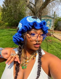Image 1 of CROCHET EVIL EYE BUCKET HAT