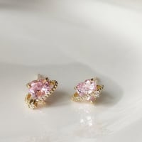 Image 2 of Heart Planet Stud Earrings