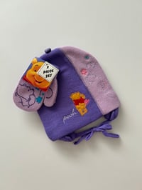 Image 1 of Purple Pooh Beanie & Glove set
