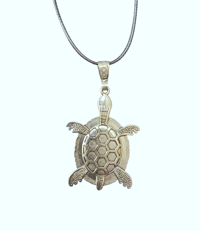 Image 2 of Silver Tone Sea Turtle Pour Paint Pendant, Green and Purple