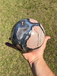 Image 23 of Large Volcano Agate Sphere UV #2112