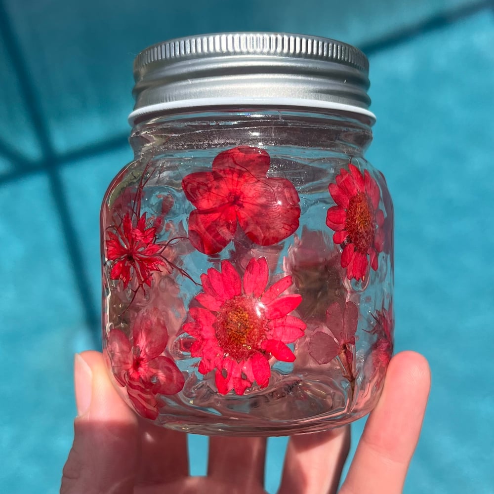 Image of red flower jar