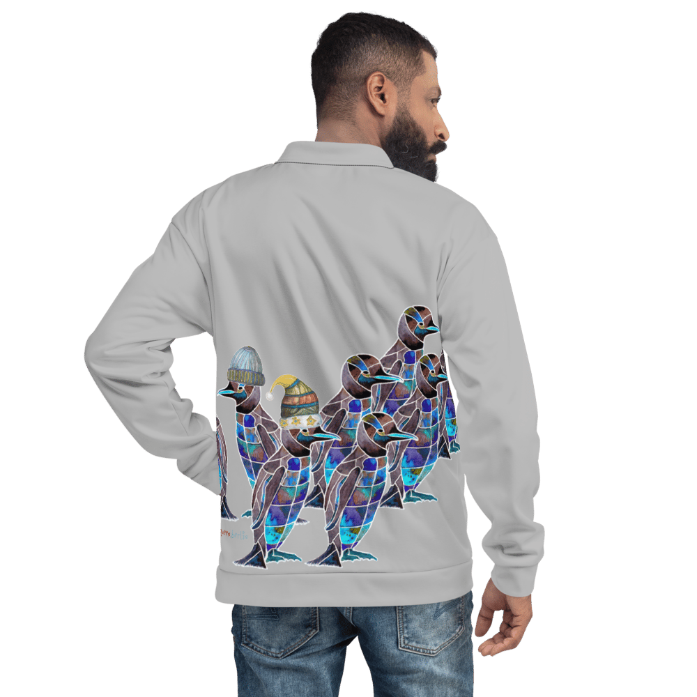 Image of Blue Penguins Art-Space Unisex Bomberjacke Silber