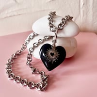 Image 1 of Chunky Heart and Heartburst Carabiner Chain Black