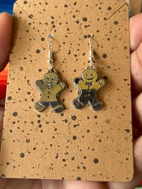 Image 1 of Sterling Silver Gingerbread Man Earrings