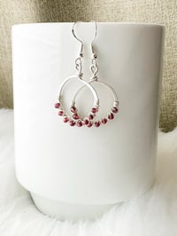 Image 3 of Garnet (Silver) Small Hoop Earrings