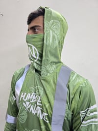 Image 4 of Hi Viz Anthurium Green Longsleeve with mask 