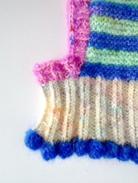 Image 4 of Sofie and Iris Striped Mint, Violet, Pastel Yellow and Lilac Mohair Balaclava
