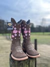 Women’s Tabacco Pink Flower Boots 