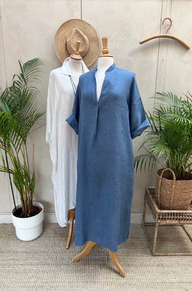 Image of Robe en lin Cybèle Bleu Orage