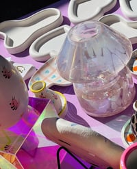 Image 2 of  METALLIC PINK GLASS LAMP
