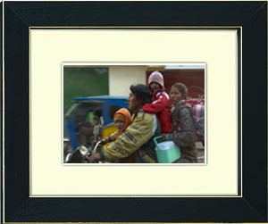Image of framed print of original photograph - family on motorcycle