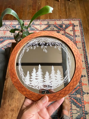Image of Engraved Mirror - Forest Scene