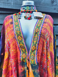 Image 6 of Wanderlust maxi dress Sari tie dye Red n Orange upto 18 uk