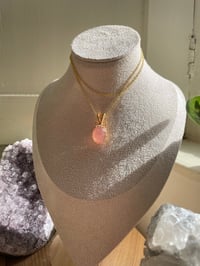 Image 3 of Gold Strawberry Quartz Oval Crystal Necklace 