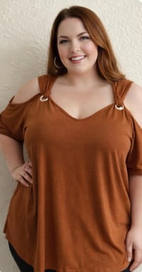 Image 10 of 2X MineTom Open Shoulder Top # 472*10 (Gently Used)