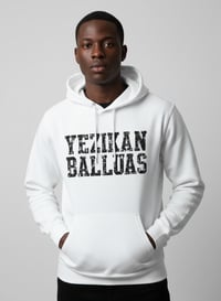 Image 1 of YB White Eroded Print Heavy Blend Fleece Pullover Hoodie 