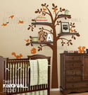 NEW Shelf Tree with Birds & Squirrels - vinyl sticker wall decal with shelves - KK125 - Children Bab