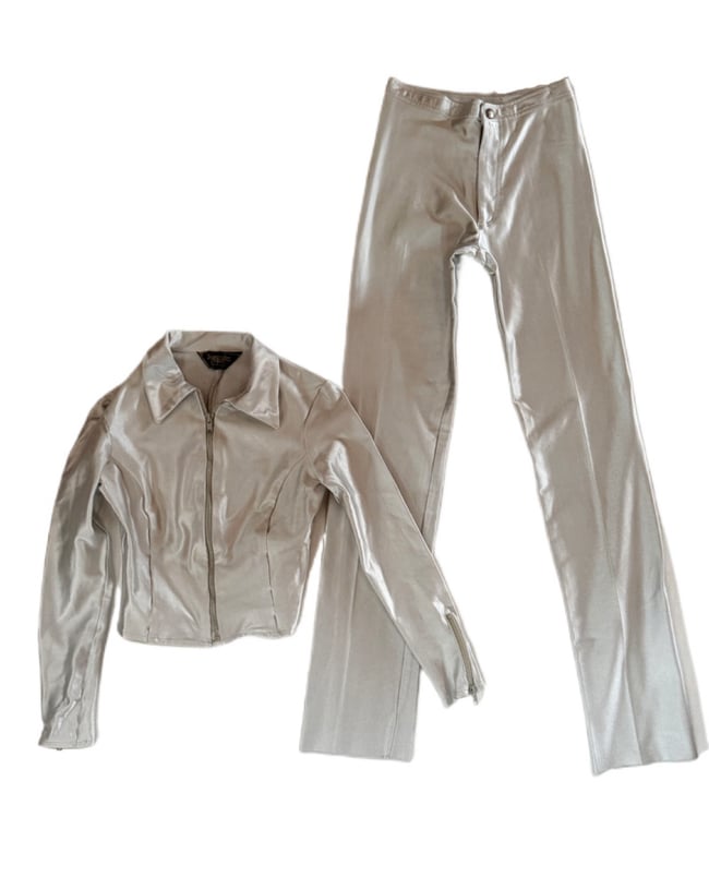 1970s cosmic silver stretch trouser set 
