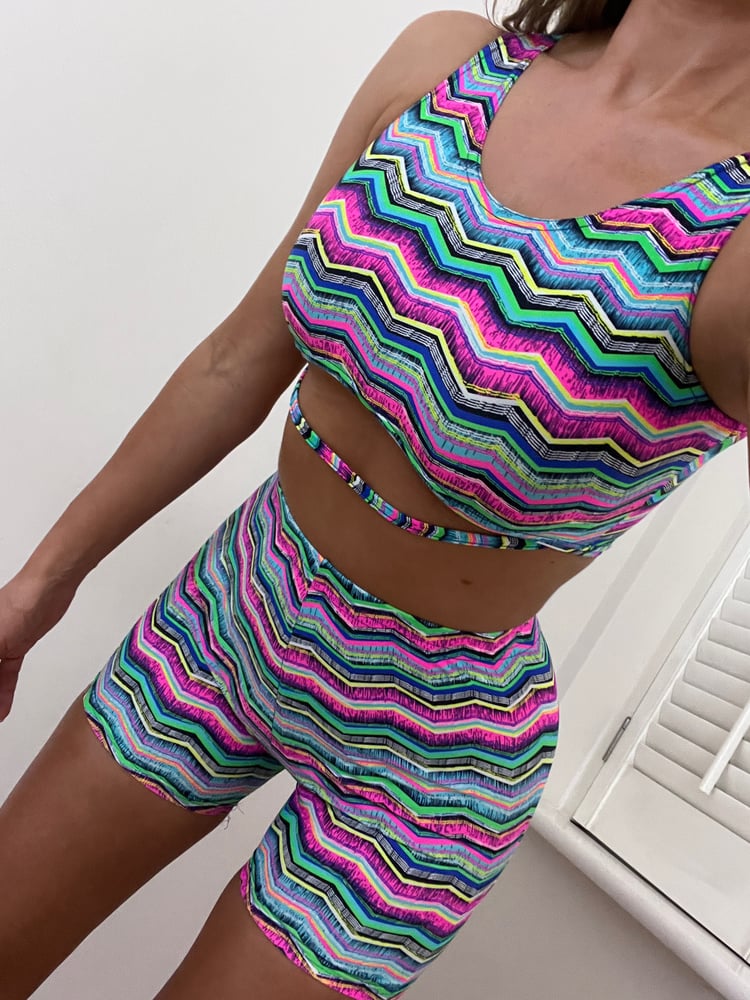 Image of Bright Chevron Crop Top & Shorts Co-Ord