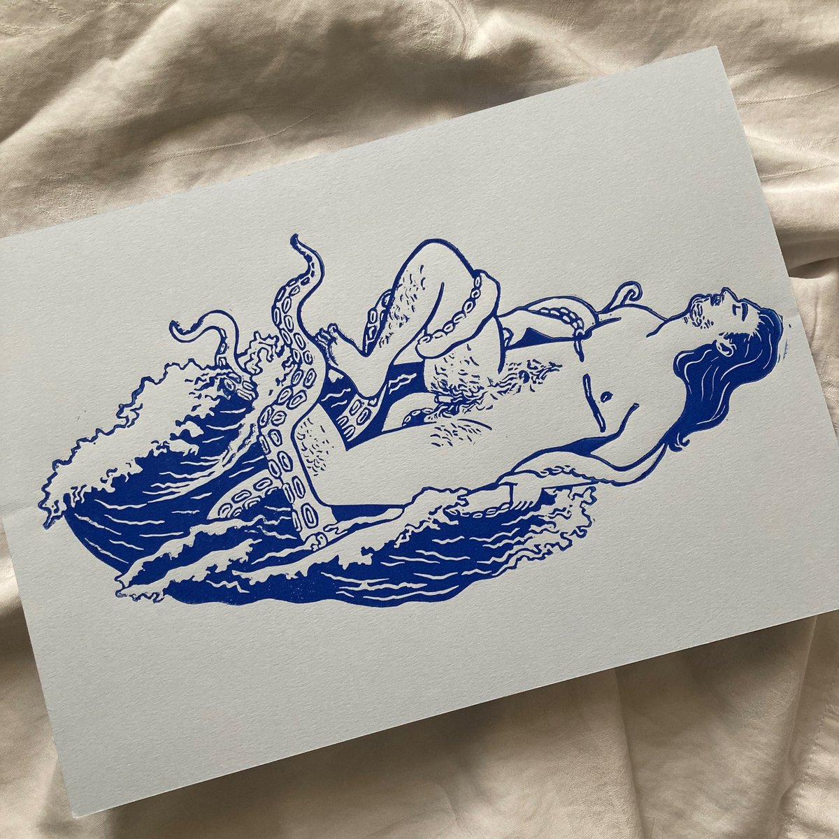 Image of 'From the Depths' Lino Print