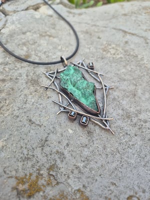 Malachite and hematite pendant 