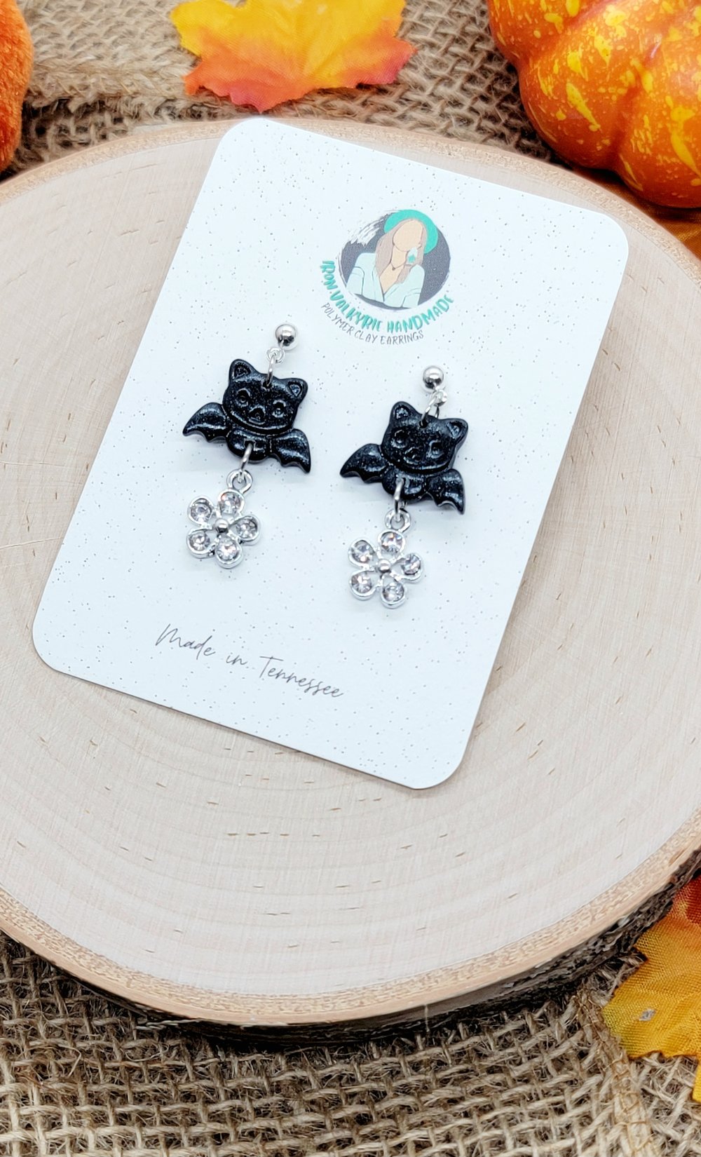 Image of Floral Bat Earrings 