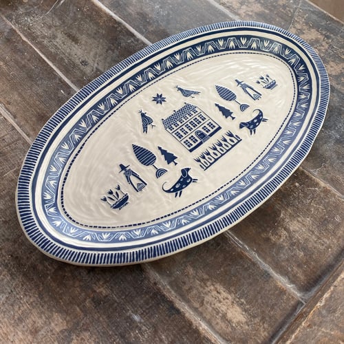 Image of Navy ‘Sampler’ Oval Platter