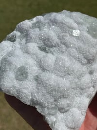 Image 7 of Green Cubic Fluorite On Druzy White Quartz Specimen #2318