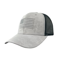 Image 1 of USA Flag - Gray Camo / Black Mesh Snapback NWT