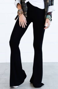 Image 1 of Cher Solid Raw Edge Flare Pants - Black