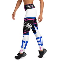 Image 4 of BOSSFITTED White Neon Pink and Blue Yoga Leggings