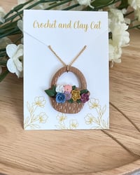Image 3 of Flower Basket Pendant Necklace