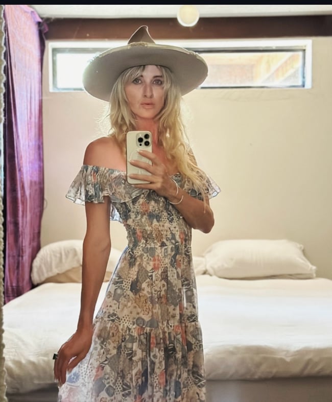 early 70s off shoulder rare ruched bohemian dream dress