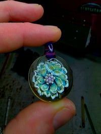 Image 2 of UV reactive flower implosion pendant 🌼🧪