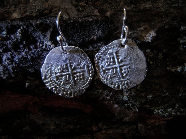 Image of 1652. 1/2 Reale Cob Coin Pirate Earrings
