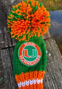 Image 6 of Miami Hurricanes custom Golf Club Cover hand knit logo College football fan  gift