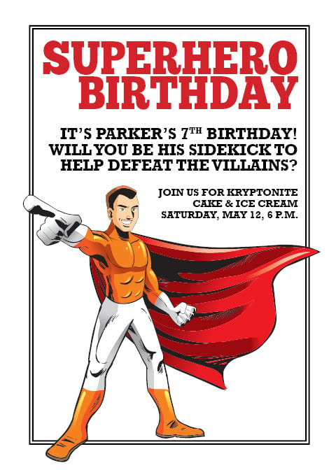 Superhero Birthday Invitation