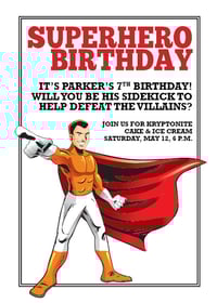 Superhero Birthday Invitation