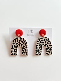 Paire de boucles d'oreilles céramique COWB rouge