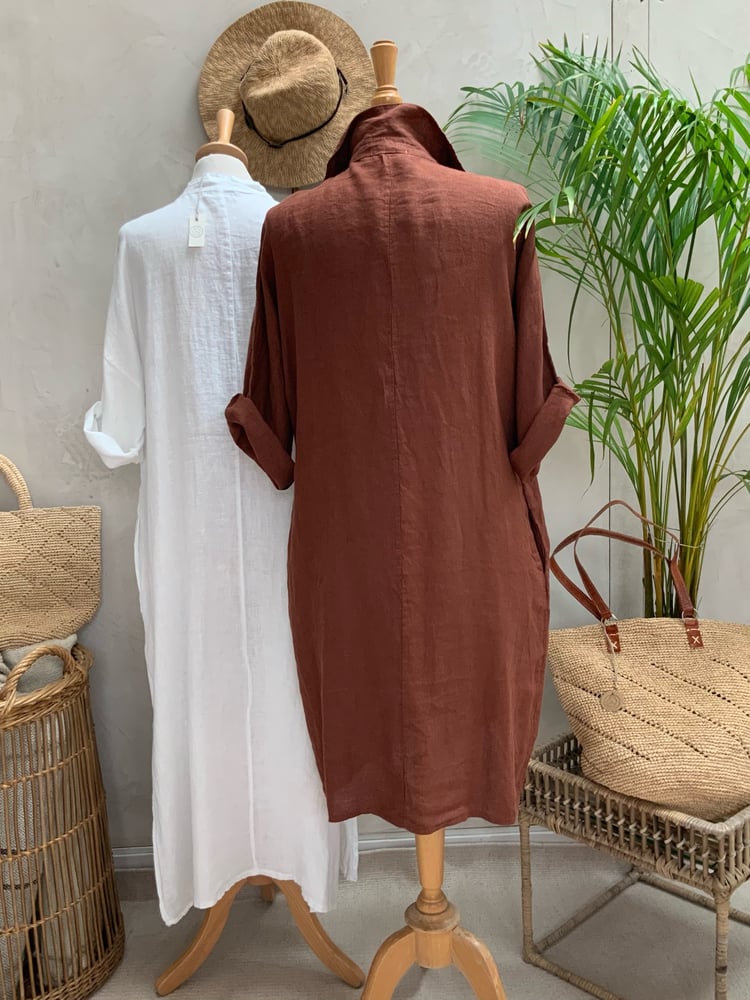 Image of Robe en lin Chloé Chocolat