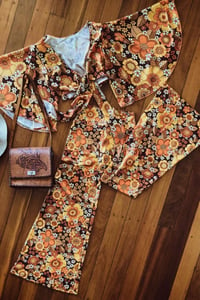 Image 2 of Right on Flares in Flower power brown Size XS tall ready to ship