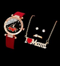 Image 1 of Elegant Romance Red Quartz Watch & Jewelry Gift Set