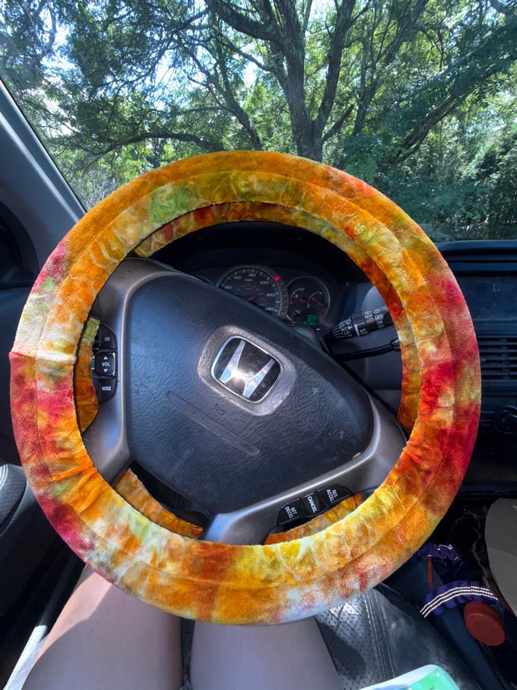 Image of Citrus Velour Steering Wheel Cover