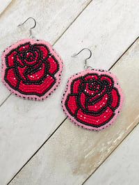 Image 1 of Red Rose earrings 